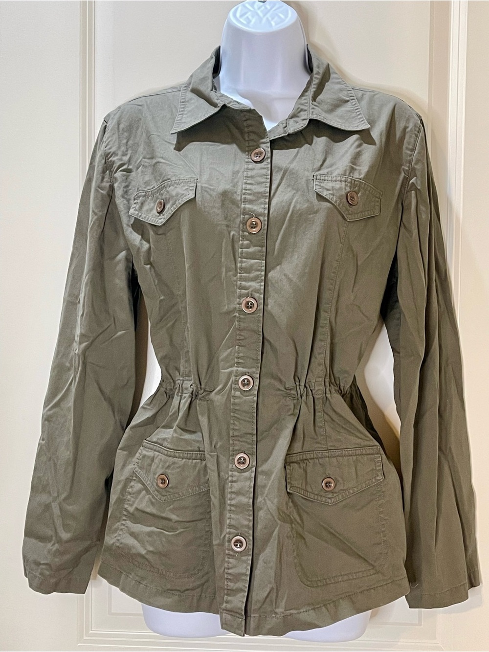 Classic Elements Utility Jacket with Cinched Waist 100% Cotton Size Large